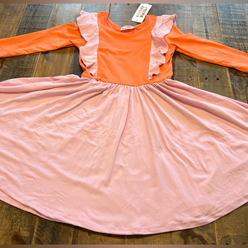 Dot Dot Smile size 8/10 girls Ruffle twirl dress new color block